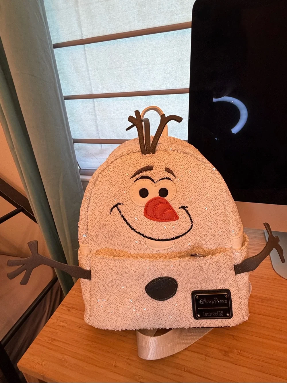 Disney Olaf Sequin Kids Backpack - White with Orange Accent